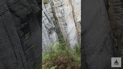Martin Stráník enchaîne Problém (XIIb, 9a) sur le Karlík à Adršpach